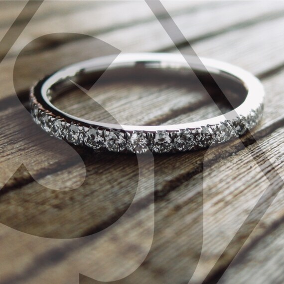 Elegant Diamond Wedding Ring in 18K White Gold Eternity Style Etsy