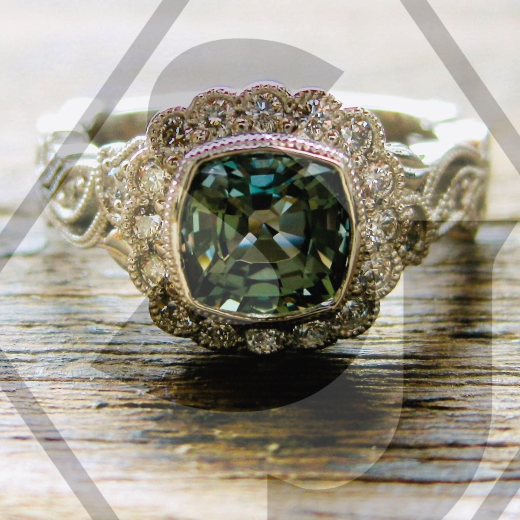 Mint Green Sapphire Engagement Ring in Platinum with Diamonds Etsy