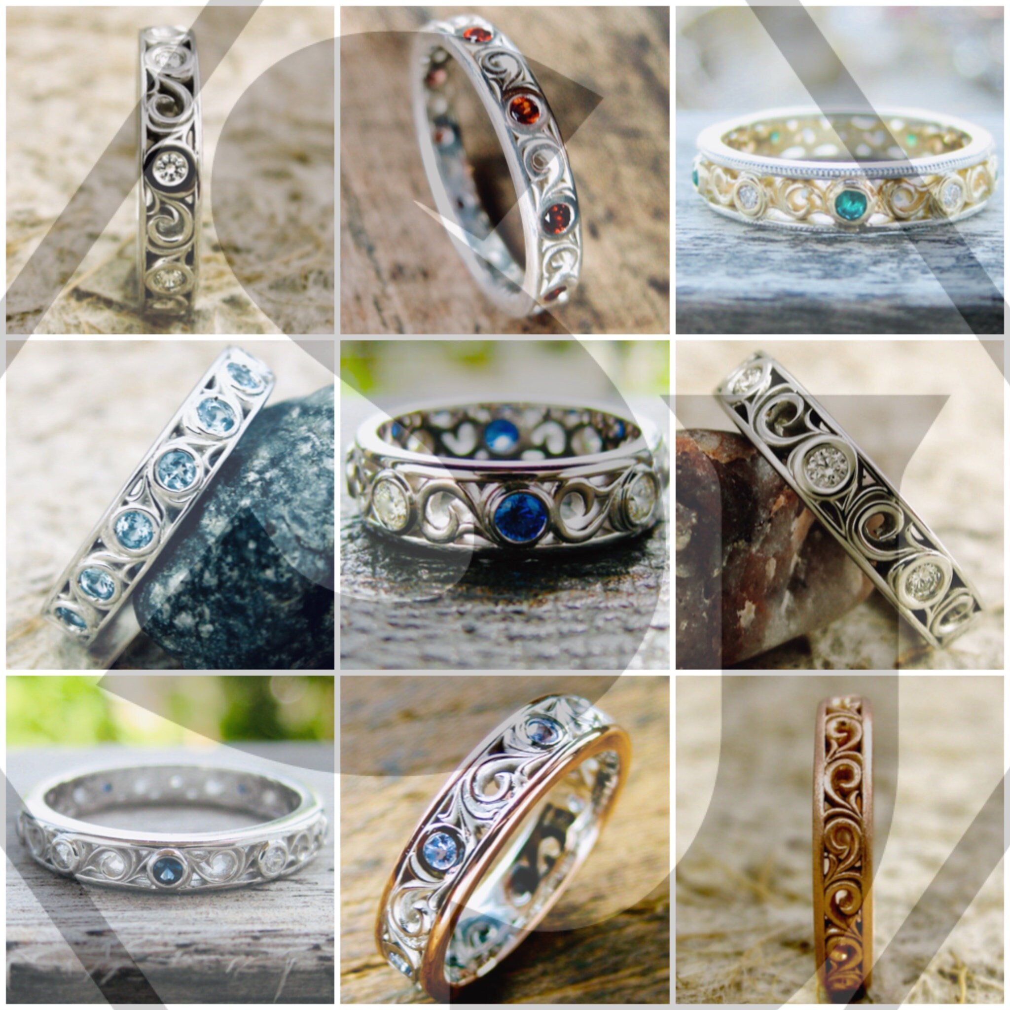 Order Your Custom Made Wedding or Anniversary Ring with Scroll Work a…