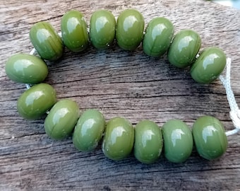 Olive Green Lampwork Glass Beads