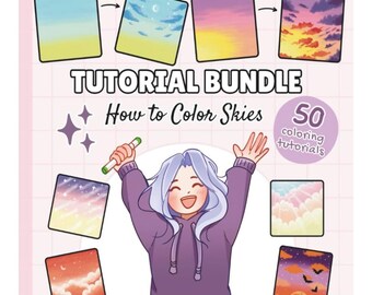 How to color Skies Tutorial Bundle PDF | 50 Schritt-für-Schritt-Anleitungen für Alkohol-Marker und Acrylbilder