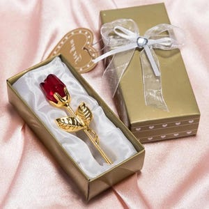 Kristallglas Rose, Valentinstag Geschenk mit Geschenkbox, Gold & Silber künstliche Blume, romantische Hochzeitsandenken