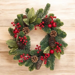 Pine Cone Door Christmas Wreath, Christmas Wreath Hanging Decoration, Christmas Holiday Lighting Wreath, Garland Wreath Christmas Decoration
