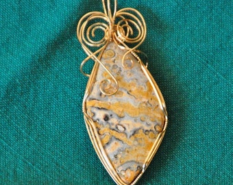 Leopardskin Jasper * pendant with 14k Gold Filled Wire wrap - P55