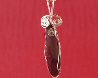 Rhodonite * pendant, long, slender, sterling silver, - P210