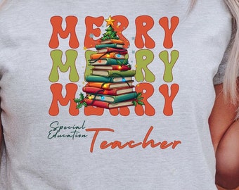 Personalized Special Education Teacher Christmas T-Shirt