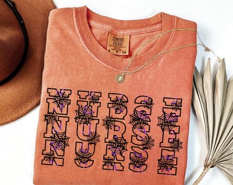 Halloween Nurse Shirt, Funny Skeleton Nurse Tee, Spooky Season RN Shirt, Ghost Nurse T-Shirt, Comfort Colors®, Halloween Gift, Nurse Gift