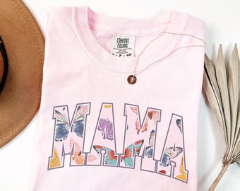 Mama T-Shirt Comfort Colors for Expecting, First-Time Mom Gift or Seasoned Pro on Mothers Day! Butterflies Mom Life Shirt great new mom gift