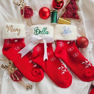 Meias de letras, Meias de Natal personalizadas com nome, Meias de Natal, Meias de família iniciais, Meias de Natal bordadas 2025, Meias de família