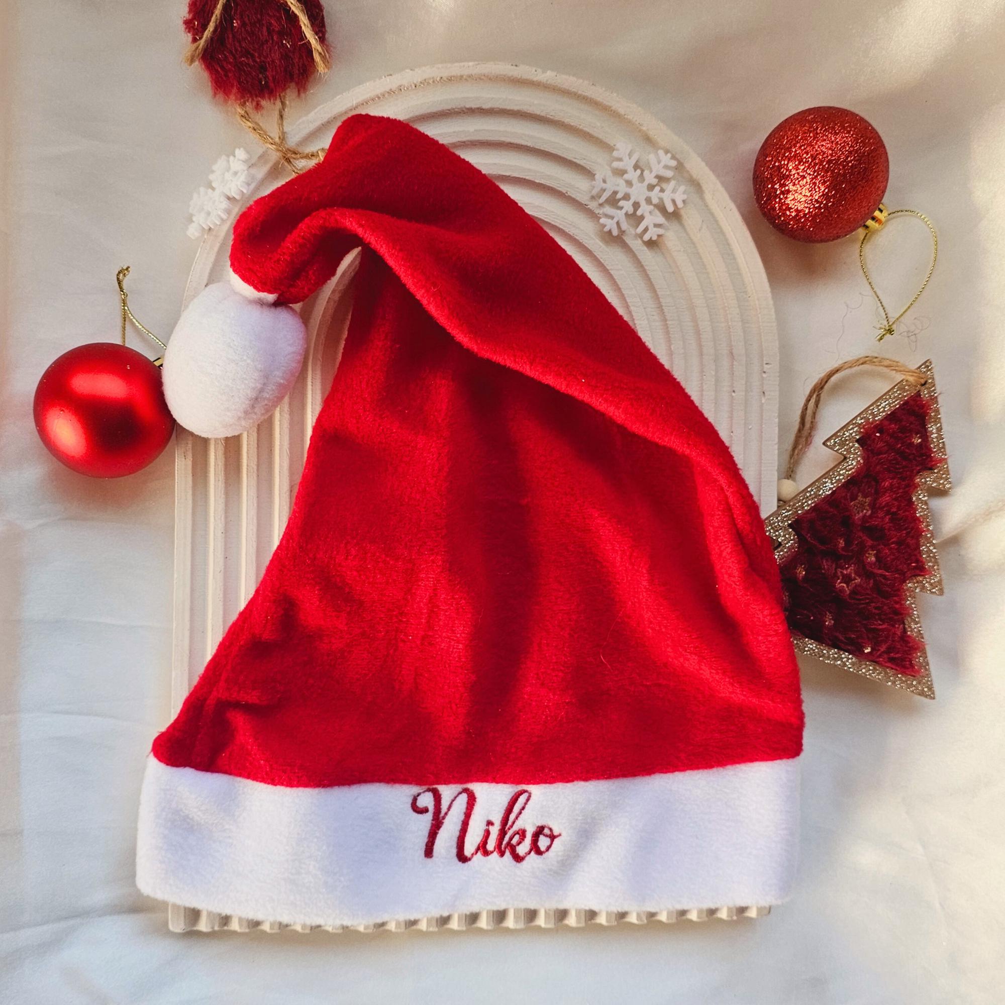 Santa Hat Christmas Hats Kids Hat Personalized Embroidered Christmas Day Gifts for Boys and Girls Family Christmas Gift, Santa Claus Hat