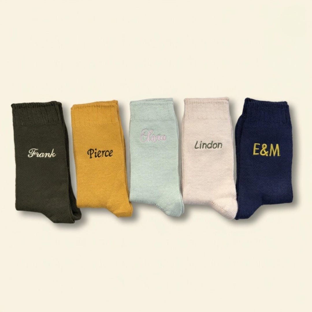 Custom Wool Socks, Personalized Embroidered Name Socks, Warm Winter ...