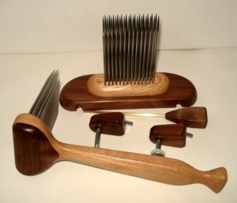 Made to Order 4 Pitch Wool Comb & Hackle Set in Oak and Walnut Etsy