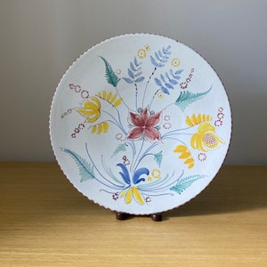 vintage large hand painted floral platter