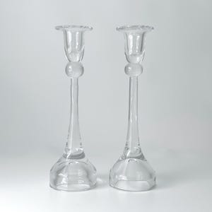 kosta boda sweden glass candle holders / set of two 9 1/2&quot; tall  / sigurd persson