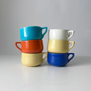 mid century vintage mugs / cups, colorful set of 6
