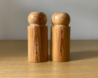 finnish wood salt and pepper shakers, suola pippuri