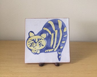 vintage cat tile trivet