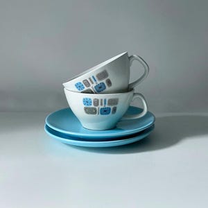 mid century canonsburg pottery temporama cups and saucers, mid century modern atomic
