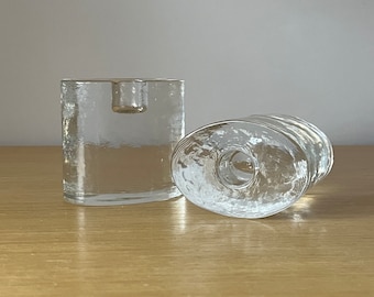 vintage crate and barrel ice taper glass candle holders