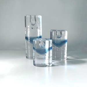 vintage iittala finland arktia glass candle holders, set of 3, timo sarpaneva