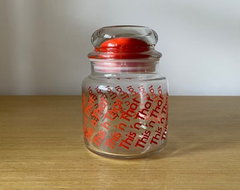 this and that typography glass jar with lid