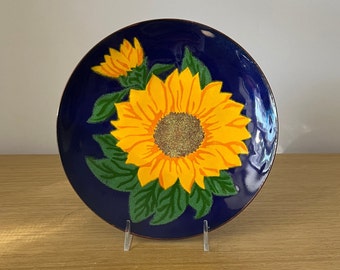 vintage annemarie davidson enamel sunflower dish, decorative plate