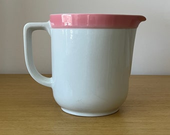 vintage arabia finland pink ribbon / ribbons pink water or milk jug, large pitcher