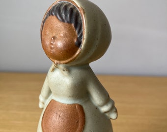 vintage japanese stoneware girl bell/chime