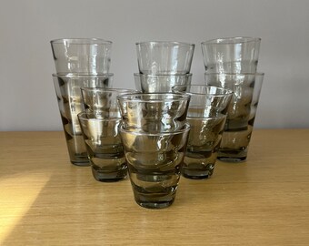 Vintage Mid-Century verres à fumée libbey Ripple, highballs et old fashioned