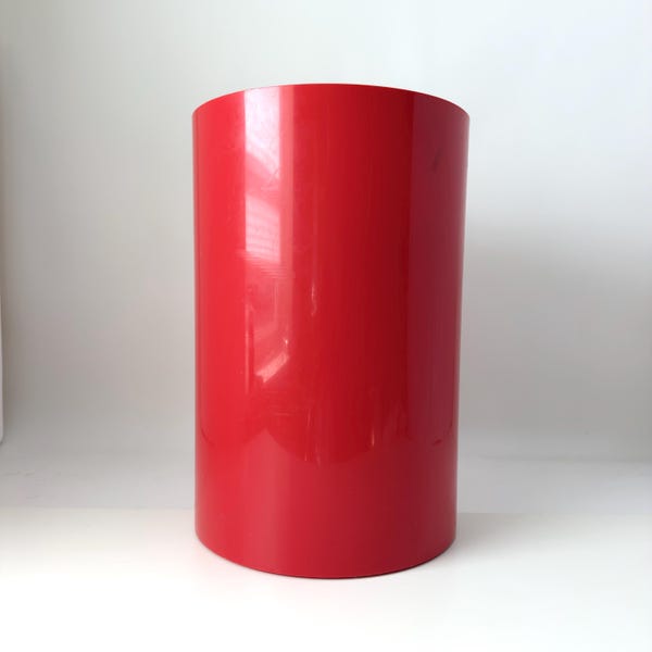 mid century modern kartell usa red plastic trash bin can / waste paper basket
