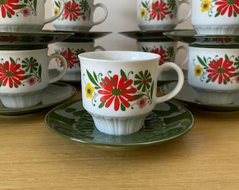 seltmann weiden bavaria cups and saucers, alpine wildflower motif, 11 available