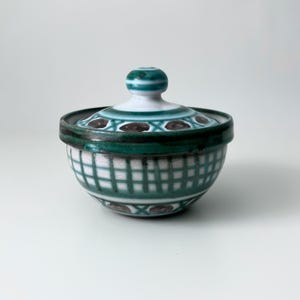 vintage robert picault lidded dish, antique french pottery