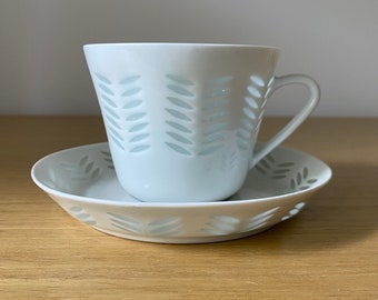 arabia finland rice porcelain cup and saucer, Friedl Kjellberg design