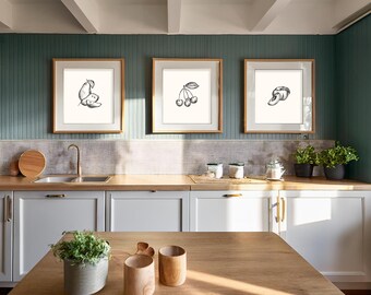 Vintage Fruit Art Trio | Delightful Fruit Wall Decor Bundle | Set of Fruit Illustrations | Pear | Cherries | Peach