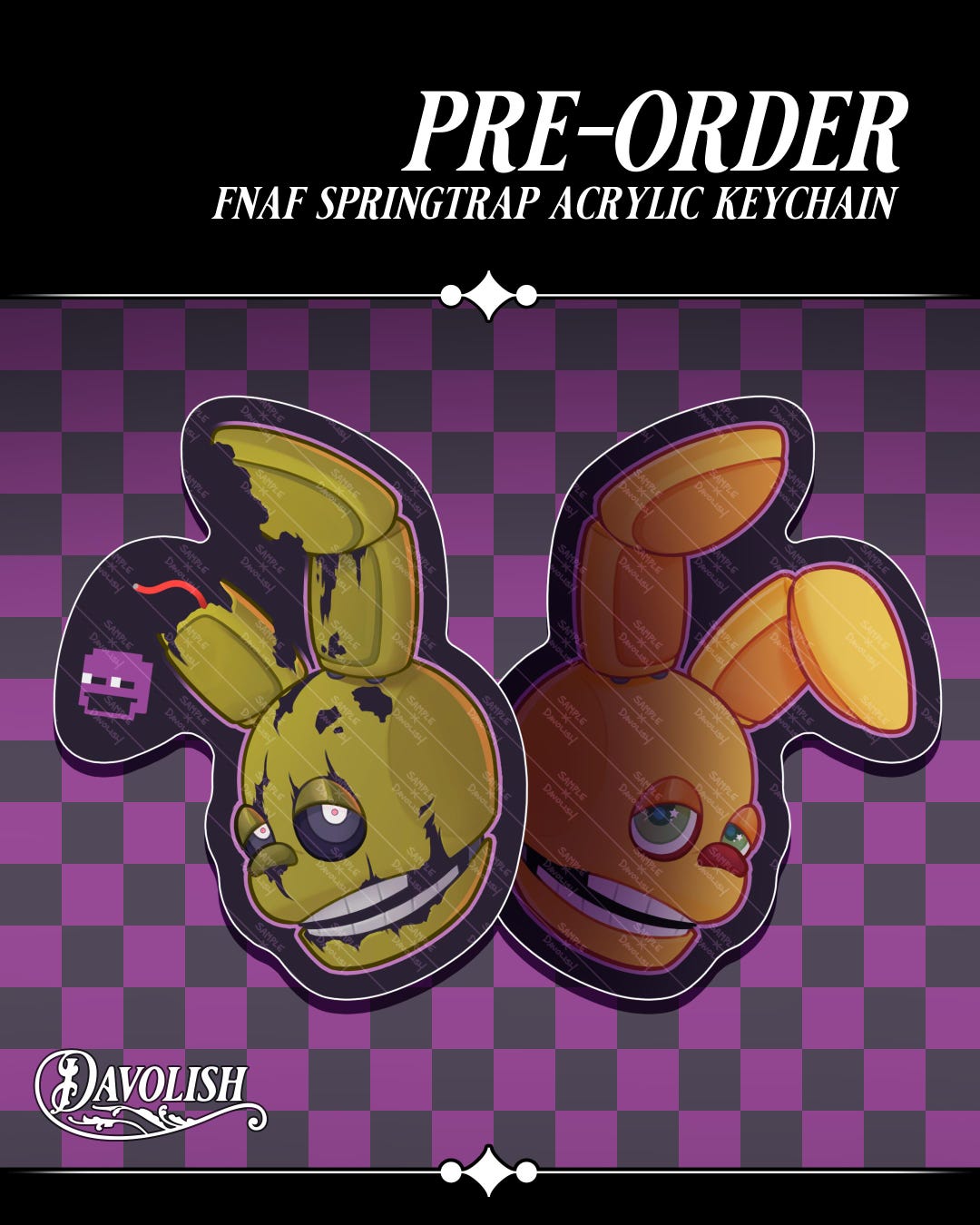 Springtrap Keychain PREORDER || FNAF - Springtrap Keychain Acrylic Charm - Etsy
