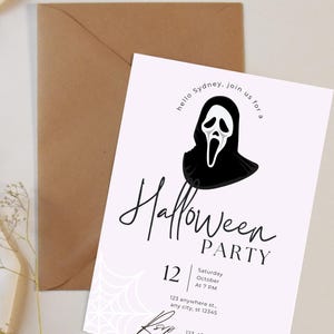 Ghostface Halloween Party Invitation, Scream Invite, Halloween Party, Digital Download