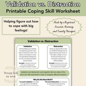 Validation vs. Distraction | COPING SKILL WORKSHEET