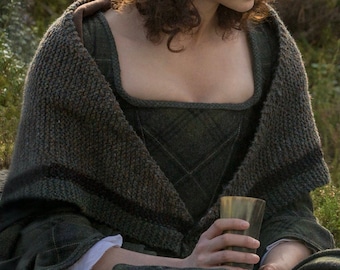 Outlander Claire Fraser Rent Shawl Triangle Tweed Highlands Wool, Made to Order