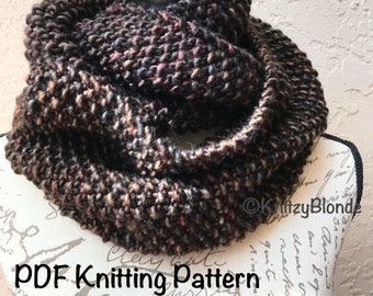 Claire Cowl Outlander, PDF Knitting Pattern, 2 patterns, Chunky Knit Infinity Scarf Cowl