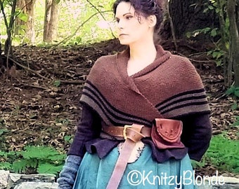 Hand Knit Wool Blend Carolina Shawl, Outlander Inspired