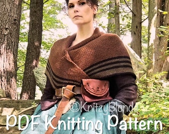 Outlander Carolina Shawl, PDF Knitting Pattern, Claire Fraser Striped Triangle Shawl, Drums of Autumn Frasers Ridge
