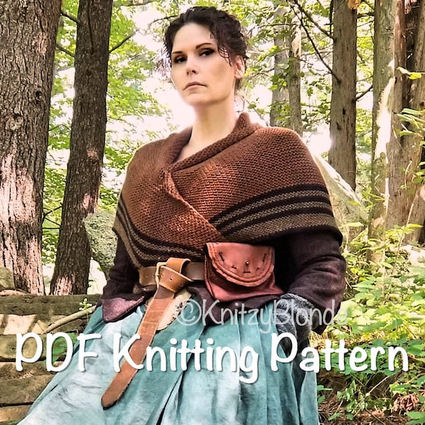 Outlander Carolina Shawl, PDF Knitting Pattern, Claire Fraser Striped Triangle Shawl, Drums of Autumn Frasers Ridge