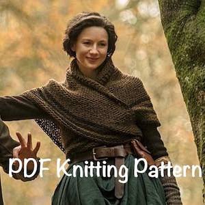 Claire's Carolina Shawl, PDF Knitting Pattern, Striped Triangle Shawl, Outlander S4 Drums of Autumn Claire Fraser Frasers Ridge image 1