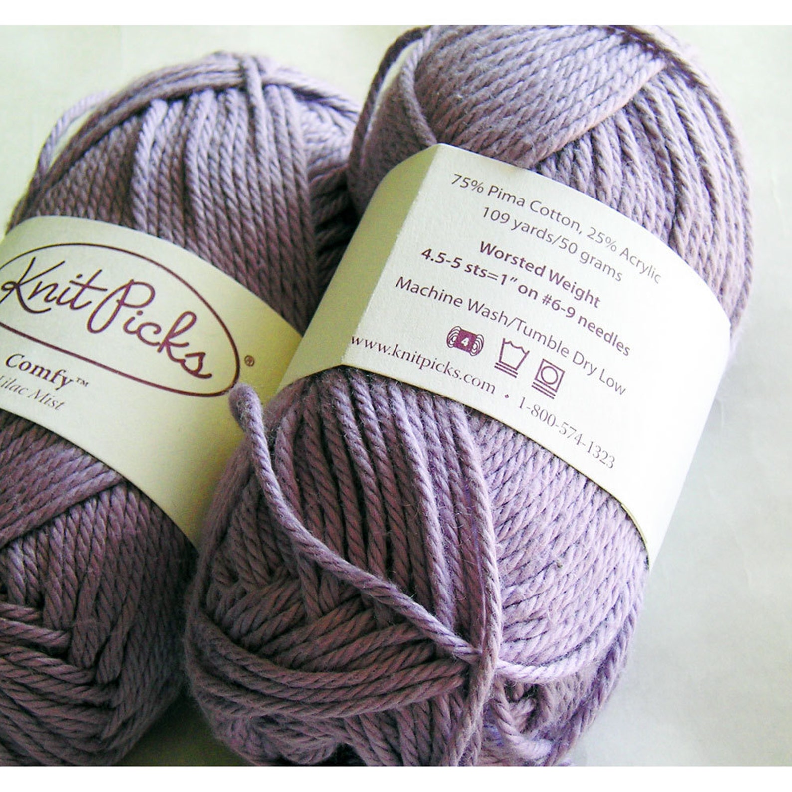 Knit Picks Yarn Cotton Acrylic Comfy Worsted Weight Lilac Etsy