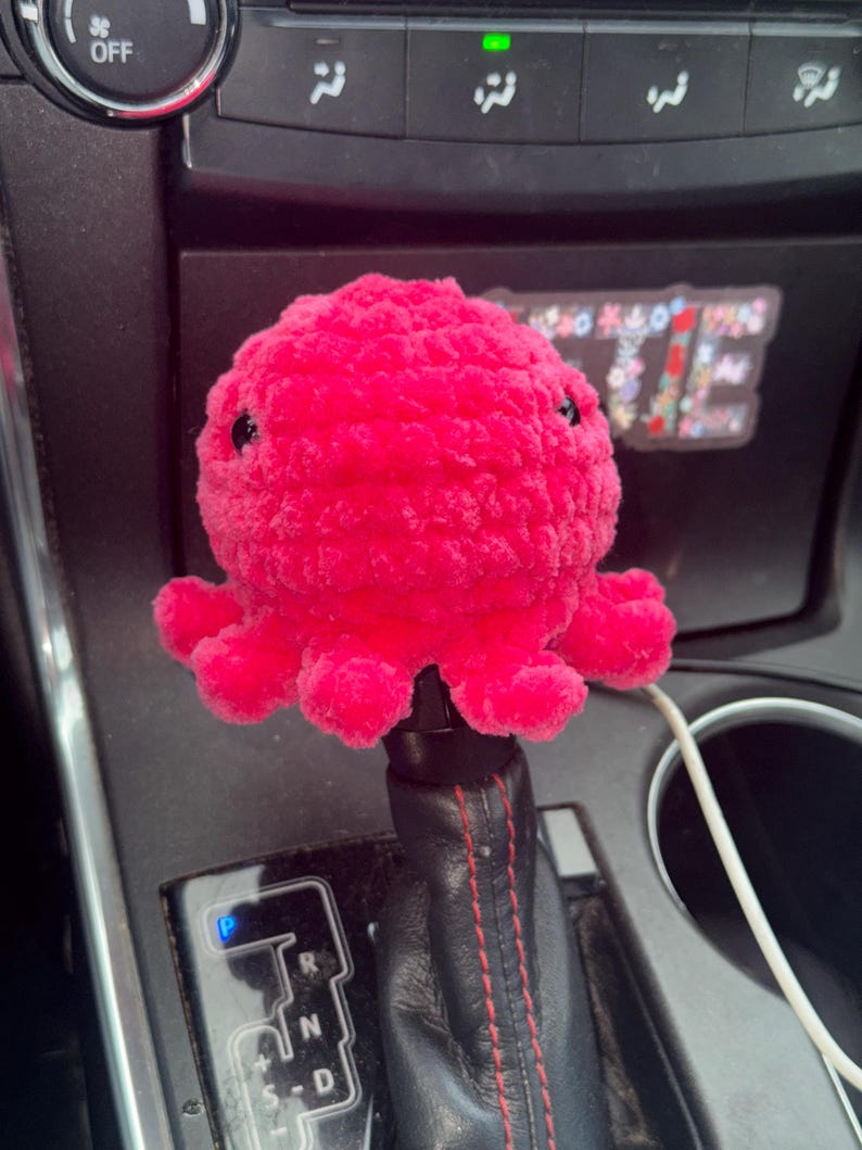 Octopus Gear Shift Cover: Plush Girl Car Decor Shifter - car accessories - crochet amigurumi - gift Hot Pink