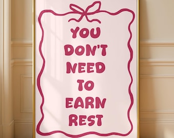 Positive Quote, Bow Wall Art, Pink Motivational Wall Art, Self Care Affirmation Poster, Positive Quote Printable for Bedroom or Office