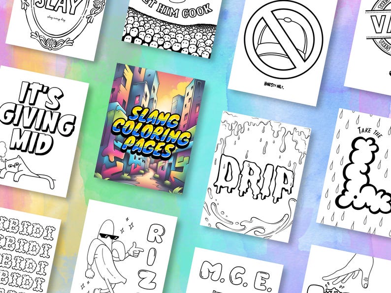 Slang Coloring Book Printable Digital Download Fun Coloring Pages for ...