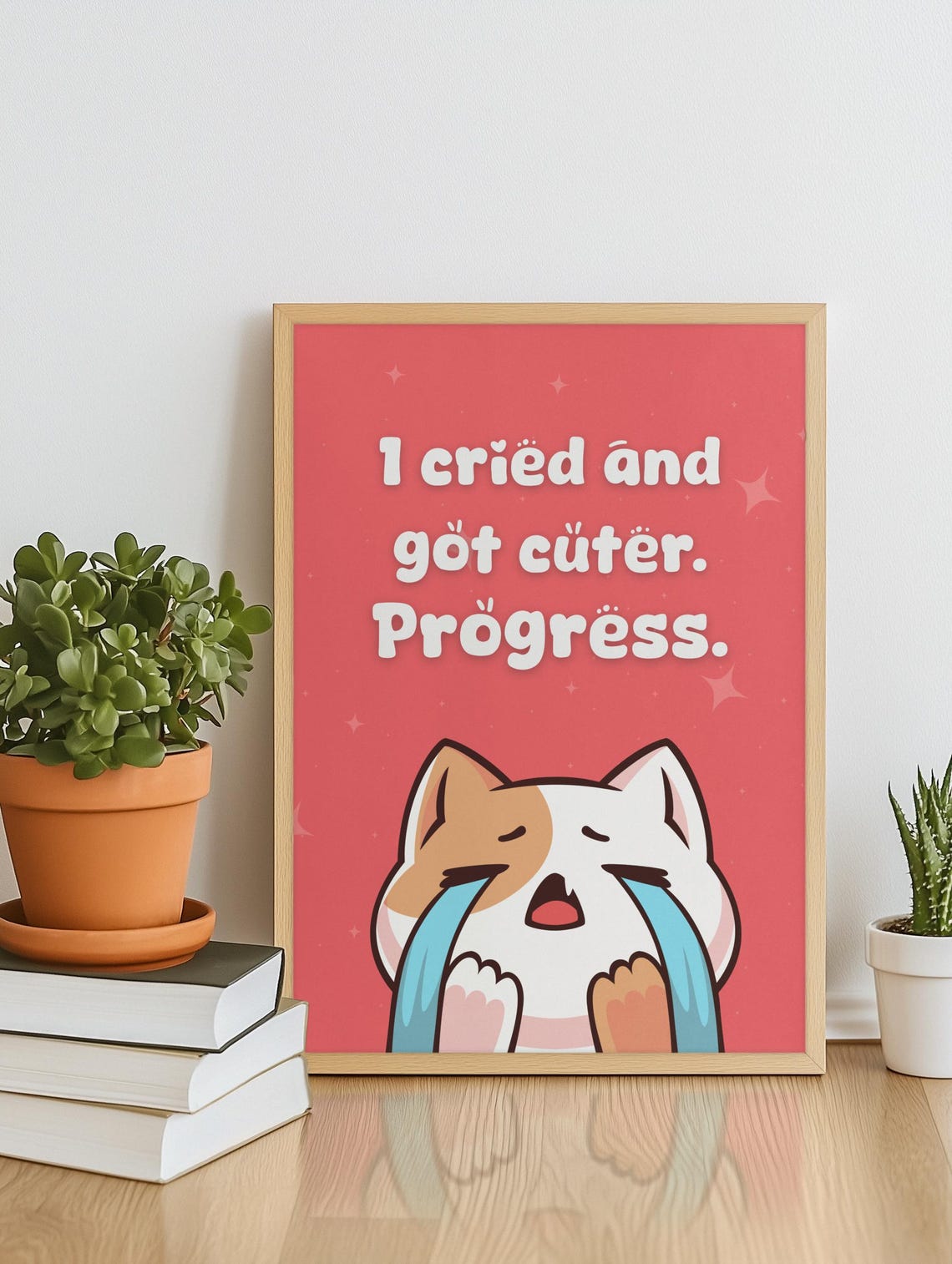 Funny Cat Wall Art Printable, Cute Motivational Quote Poster, Digital Download for Bedroom, Home Office Decor, Self Care and Humor Decor
