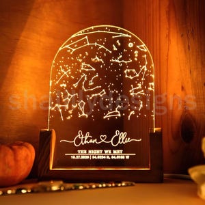 Custom star map by date,Personalized Constellation Chart Lamp,Custom Map Print Acrylic Plaque,Unique Anniversary Gift,Gift for Him