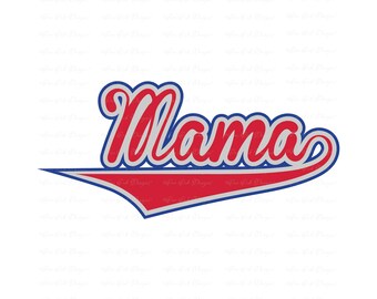 Mama Baseball Script SVG, DXF, PNG cut file